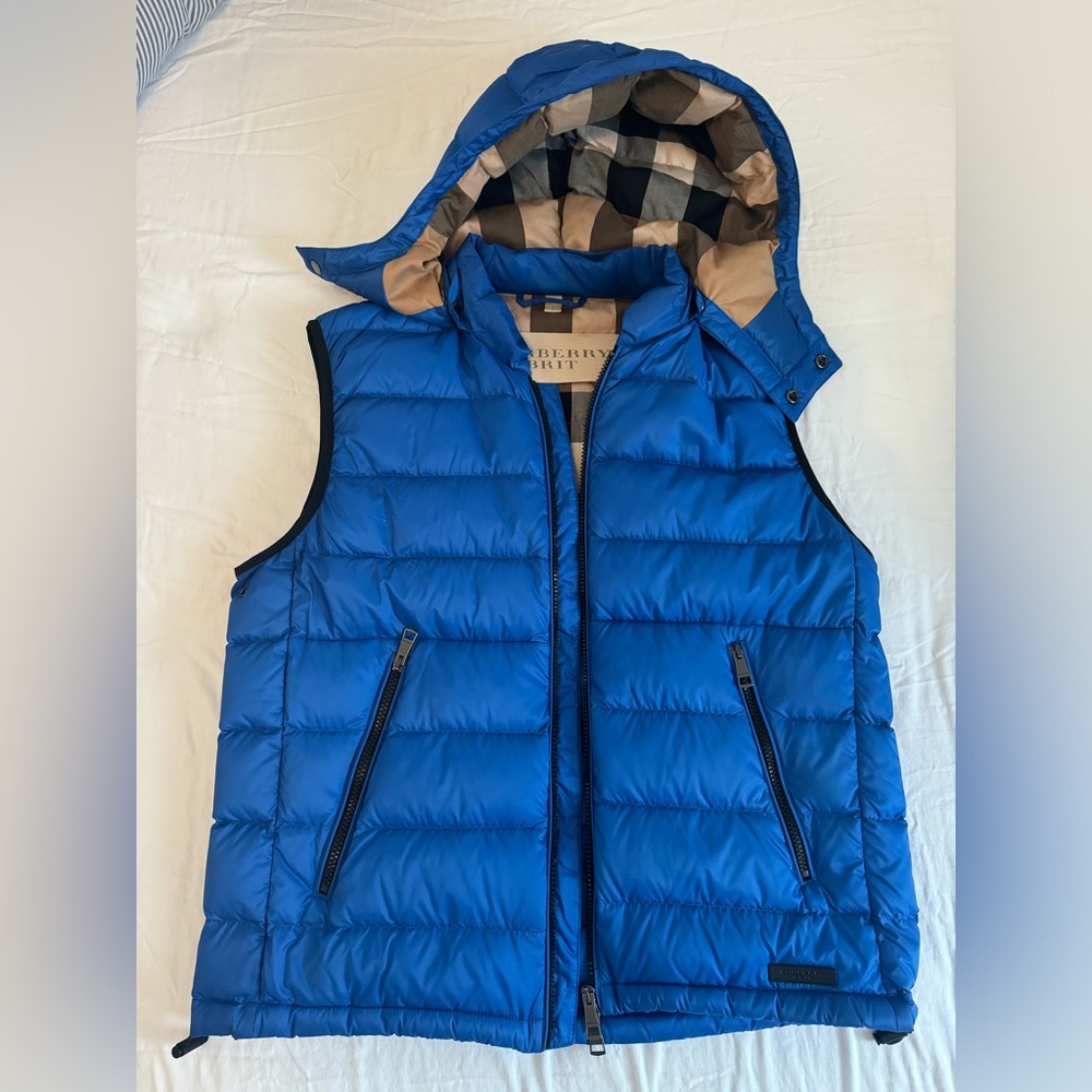 Burberry Men’s Down Filled Puffer Vest Check Plaid Re… Gem